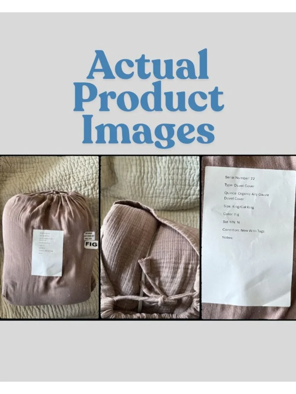 S22 | Quince Organic Airy Gauze Duvet Cover King Cal King Fig NWT